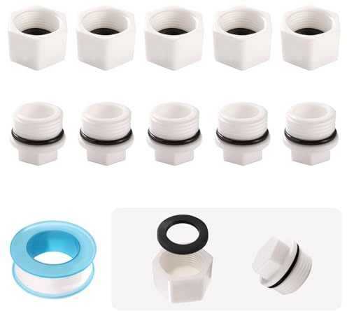 Lyeteung 10 Pezzi G3/4 Tappo Terminale Tubo Filettato, Tappo di Chiusura Connettore PPR, Tappi Tubo del Rubinetto Della, con Nastro Materia Prima, per Rubinetti Impianto Idraulico