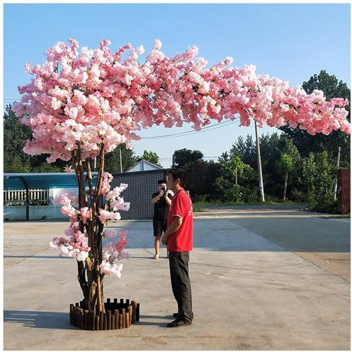 Cerisier artificiel - Superbe décoration de cerisier pleureur avec fleurs artificielles réalistes pour plantes de jardin, 151 x 101 cm
