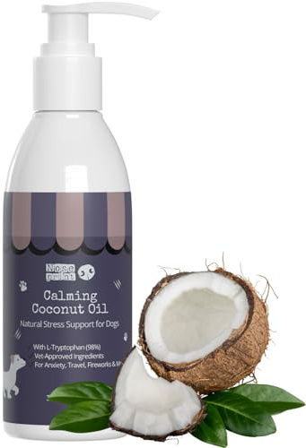 Calming Coconut Oil for Dogs & Cats – 200ml Anxiety Relief Supplement with Chamomile, Valerian & Ashwagandha – Natural Stress Soothing Formula – Fast-Acting & Long-Term Calmer