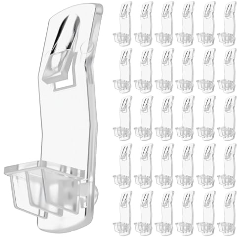 30PCS Cabinet Shelf Clips,Plastic Locking Shelf Support Pegs,Cabinet Pegs for Shelves, Transparent ABS Shelfs Pins for 1/4inch Diameter Hole and 25/32inch Shelfs