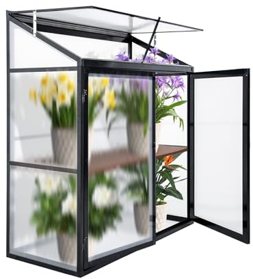 Gewächshaus aus Aluminium für Tomaten – Doppeltür zum Anlehnen – ideal für Gärten und städtische Räume – Maße 140 x 55 x 130 cm