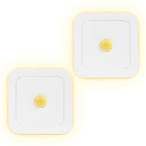 CECOMBINE 2 Stück LED Nachtlicht Steckdose mit Bewegungsmelder & Dämmerungssensor, Warmweißes mit 3 Modi (AUTO/AUS/EIN), Sanfte Helligkeit, für Kinderzimmer, Treppen, Flur, Küche, Schlafzimmer