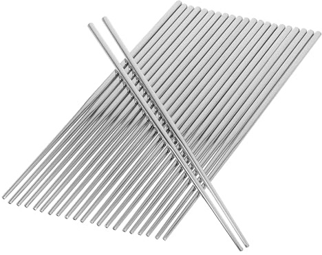 GLEAVI 12 paia Bacchette Cinesi in Acciaio Inox Antiscivolo Riutilizzabili per Cucina e Ristorazione Impugnatura Confortevole e Lavabili in Lavastoviglie per Sushi e Noodle
