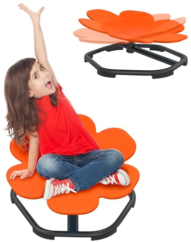 LZQ Silla giratoria sensorial para niños, carrusel, autismo, carrusel, giratoria, para niños y niñas, color naranja