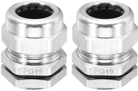 QUARKZMAN Prensaestopas PG19, conector de sujeción de cable con alivio de tensión impermeable IP68 para cables de 10 a 14 mm de diámetro, protectores de cable de acero inoxidable 304 (2PCS)