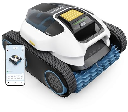 Spino E1 Trådlös poolrobot, 210 minuters batteritid, 2 1950 LPH Max, 5 lägen, väggrengöring och vattenledningar, appkontroll, SmartArc resa, automatisk poolrengöring 150㎡