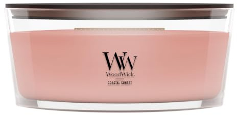 WoodWick ellipsenförmige Duftkerze mit knisterndem Docht | Coastal Sunset | Brenndauer bis zu 50 Stunden