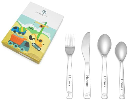 Kinderbesteck - Baufahrzeuge 4 teilig inkl. Gravur KB049