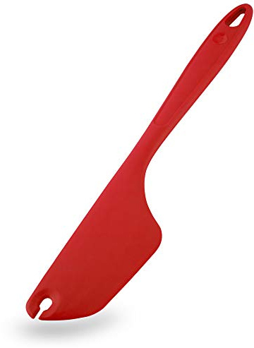 Kochblume Allzweckschaber | Premium-Silikon | Hitzebeständig | Spülmaschinenfest | Mit Aussparung für Teigreste an den Knethaken | 31cm | Farbe: rot