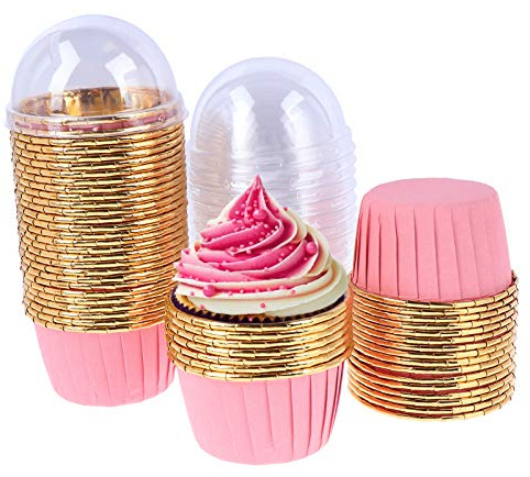 FADACAI Lot de 50 ramequins jetables en aluminium avec couvercle - 68 x 39 x 50 mm - Recyclables - Pour fête de mariage