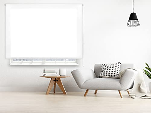PULRIN | Rollo, Größe 180 x 250 cm, Breite x Höhe, und Lichtregulierung – lichtdurchlässiger Rollostoff, Größe 177 x 245 cm, Farbe Weiß, Montage an Wand oder Decke