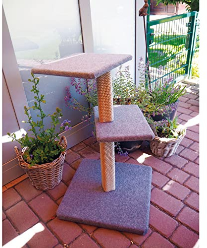 Clevercat Outdoormodell Terrasso Fiola. Ideal für die überdachte Terrasse oder den Balkon. Outdoorkratzen für Ihren Stubentiger. Made in Germany