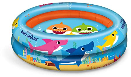 Mondo Toys - BABY SHARK | 2 Rings Pool - Piscina Hinchable para bebé - diámetro 100 cm, Ideal para niño/niña +10 Meses - 16915