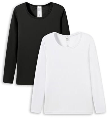 LAPASA Camiseta Térmica Manga Larga Mujer Ligero Camisa Interior Thermal Top Baselayer Elastico Montaña Esqui Deporte (Pack de 2) L15 S Negro y Blanco (Pack de 2)