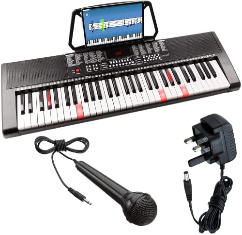 Crystals® Electronic Keyboard 61 Keys MP3 Musical Instrument Digital Piano with Mic & UK Plug - Black (61 Keys Lighted Keyboard)