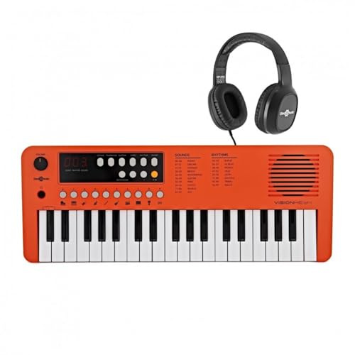 VISIONKEY-1 Portable 37-Key Mini Electric Keyboard Piano with Headphones | For Kids and Beginners, 37 Mini Keys Across 3 Octaves, 100 Sounds and Rhythms, Headphone Output, USB-C or Battery Powered