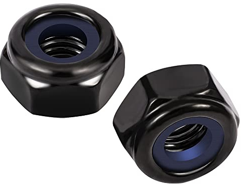 MewuDecor #10-24 Nylon Insert Hex Lock Nuts Locknuts, 304 Stainless Steel 18-8, Black Oxide, 50 PCS