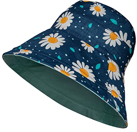 Dedoles Anglerhut Unisex Damen Herren Fischerhut Wendbar Baumwolle viele lustiges Design Geschenk Zwei Designs in einem, Farbe: Gänseblümchen