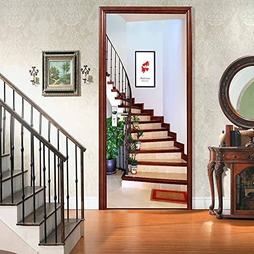 3D Türaufkleber Treppe Rolltreppe 90 X 200 Cm Selbstklebend Innentüren Türfolie Art Decals Pvc Fototapete Wasserdichte Türtapete Poster Wohnzimmer - Foto Der Kinderzimmertüren - Türwandaufkleber