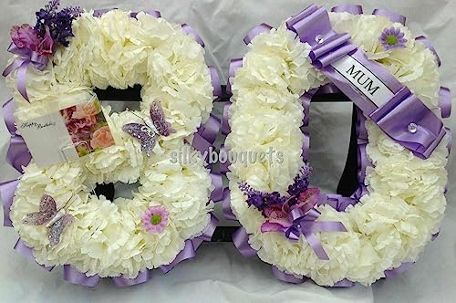 Silky Bouquets Flower Number Artificial Silk Funeral Flower Any 2 letter Tribute Memorial Mum Nan