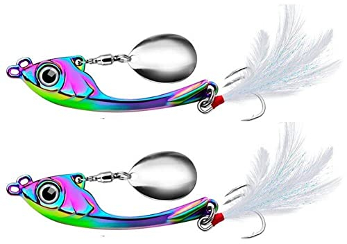 Dinntty Angel-Spinner-Köder, 2 Stück, lebendige gefälschte Angelköder, Metall-Fischform, Köder, Spinnerbait-Jig für Angelzubehör