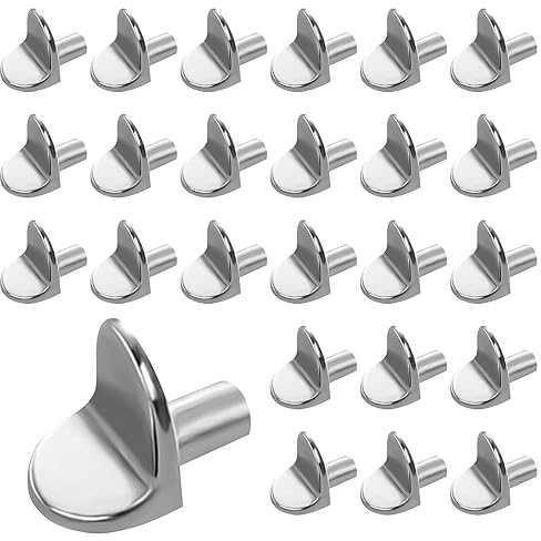 25 Piezas Soporte de Baldas, Clavijas de Soporte de Estante Pernos de Estante, Soporte Baldas Armario Interior Tacos de Soporte de Estantería en Forma de L, para Muebles Armario Estantería Librería