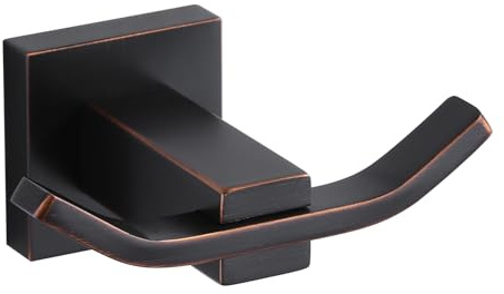 WOWOW Towel Hooks for Bathrooms Oiled Rubbed Bronze, SUS304 Stainless Steel Coat Hook, Bathroom Robe Towel Holder, Heavy Duty Robe Hooks, Bathroom Double Towel Hooks for Coats, sponges, Wall Mount