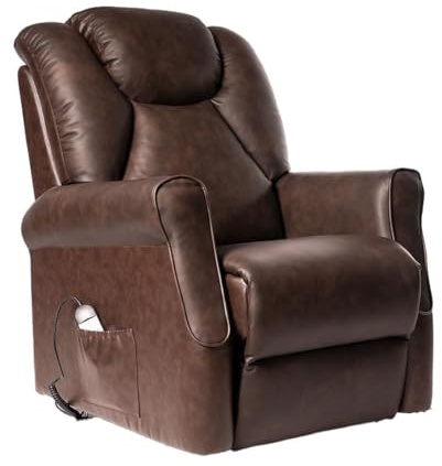 POLTRONE ITALIA Angela 2 Motoren Leder Relaxsessel Aufstehhilfe abziehbar Roller System Rückenlehne Schleife Sitz Mikrofedern Elektrischer Sessel Seniorensessel Braun