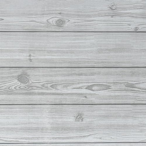 KARBAG White Gray Wood Contact Paper, 45cmx10M Wood Effect Wallpaper White Wood Effect Peel and Stick Wallpaper Wood Plank Wallpaper Self Adhesive Wallpaper for Wall Furniture Door