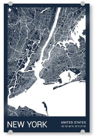artboxONE Acrylglasbild 90x60 cm Städte/New York New York als Stadtplan - Bild New York New York New York City
