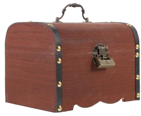 KONTONTY Schatzkiste Sparschwein Piratenschatzkiste Retro-schmuckbehälter Vintage-schatztruhe Aufbewahrungshalter Für Kleinigkeiten Andenkenkiste Aus Holz Holzkasten Hölzern Metall Kind