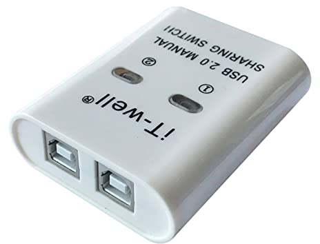 Christol IT Well Dispositivo para Compartir Impresoras USB Dispositivo para Compartir Impresoras 2 en 1 Convertidor de Concentrador Divisor de Conmutación KVM Manual de 2 Puertos