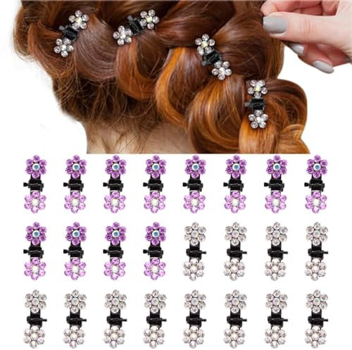 PLABBDPL pinzas para el cabello con diamantes imitación,24 piezas mini pinzas para el cabello,pinza para el cabello de cristal,accesorios para el cabello,tocado para mujeres y niñas, A