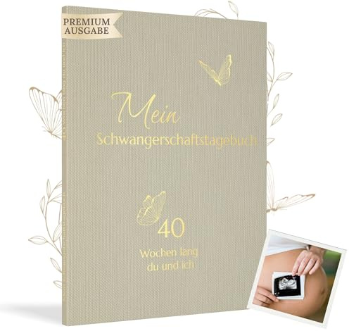 HuBorns - Schwangerschaftstagebuch um Jeden Moment Woche für Woche Festzuhalten mit Platz für Fotos und Ultraschall, Schwangerschaftsbuch zum Ausfüllen und Festhalten (Grau, Deutsch)