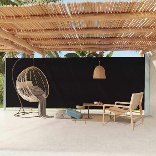 JUDYY Tenda da Sole Laterale Retrattile per Patio 200x600 cm Nera,Tenda da Sole Laterale,Anti UV Antivento Protezione Privacy per Balcone/Giardino-317970
