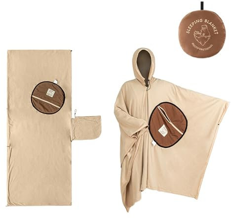 YIWEOG Tragbarer Umhang-Schlafsack für den Außenbereich, tragbarer Mehrzweck-Wärmeschlafsack, Leichter Fleece-Schlafsack für Wintercamping, Reisen, Wandern