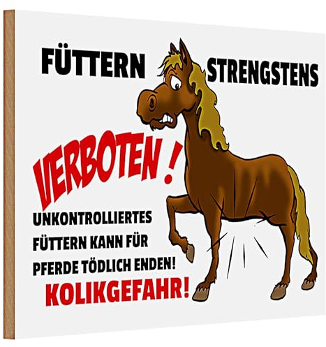 Warnschild für Pferde: Füttern Verboten | Kolikgefahr Hinweisschild für Stall & Weide | Robustes Metallschild | Ideal für Pferdehalter | 20 cm x 30 cm