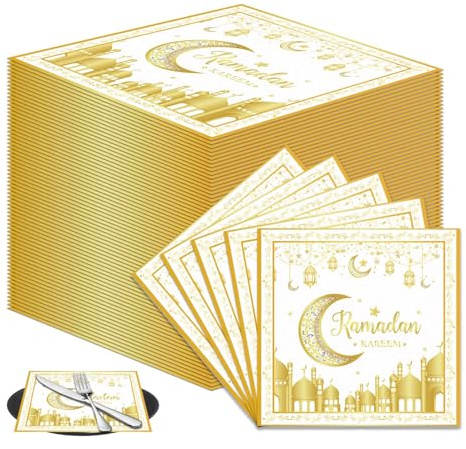 Serviettes Eid Mubarak - Tovaglioli Natalizi di Carta - Décoration Ramadan Table - Un Supplément Élégant pour Votre Table à Manger serviette de table serviette vaisselle jetable pour deco