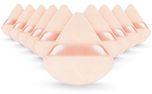 JIEYAO 10 Pcs Triangle Powder Puff, Soft Face Powder Puff, Makeup Velour Puff Beauty Sponge for Loose Powder and Cosmetic Foundation Blender Beauty Makeup Tools for Women Contouring