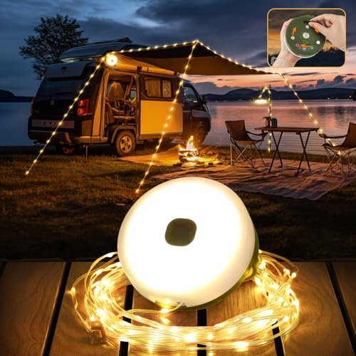 Famgoods Multicolor Camping String Lights, 32.8Ft USB Recharge