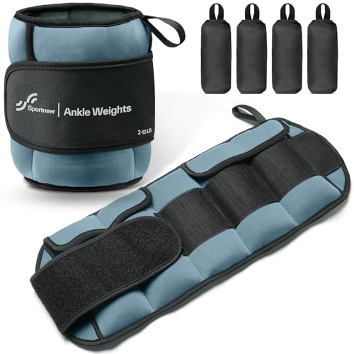 Sportneer justerbara viktmanschetter 0,9–4,5 kg (per fotled)/1,8 kg – 9 kg (per par) viktmanschetter fot med justerbara remmar, vikter för ben och armar