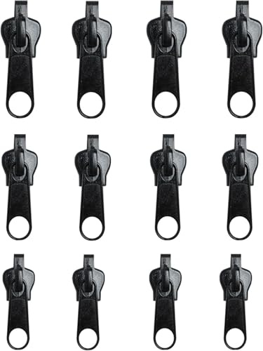 12-teiliges schwarzes Reißverschlussschieber-Reparatur-Set, Reparatur-Set, Reparatur-Set für Reißverschluss, sofortiges Reißverschluss-Set, zum Nähen von Kleidung, Jacken, Jacken, Rucksäcken