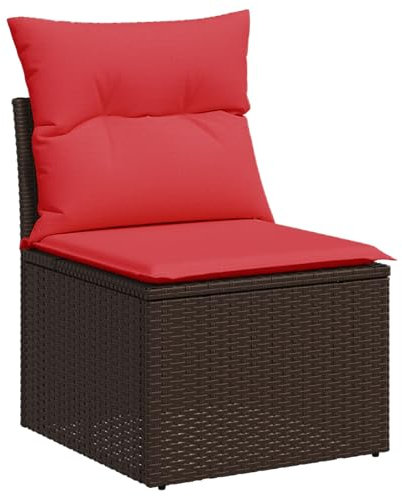 vidaXL Gartensessel ohne Armlehnen mit Kissen Braun Poly Rattan