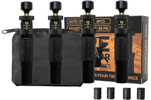 KHZen 4 Pack Reifendruck Entlastungsventile Regulatoren Automatische Reifendeflatoren Autowartung Mit Ventilkappen Und Reisekoffer