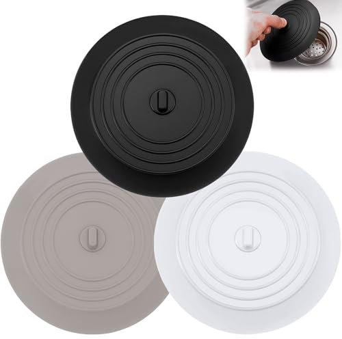 Zyluniy 3 Pezzi Tappo Lavandino Bagno Silicone, Tappo Lavandino Cucina, Tappi Lavandino Bagno, Tappo di Scarico Universale Doccia per Cucina, Bagno, Vasca, Lavandino, Doccia, Lavanderia, Lavello