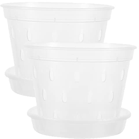 BESTonZON Vasi Trasparenti per Orchidee con Sottovaso 2 Set Vasi Traspiranti per Piante da