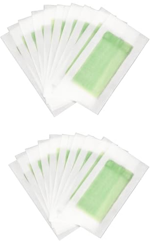 AMSLSIU 20 Stück Haarentfernung Wachsstreifen Körper- und Gesichtshaarentferner Grün Enthaarungspapier Bein Arm Gesicht empfindliche Haut