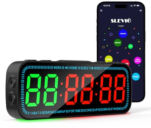 Reloj temporizador de gimnasio controlado por aplicación Bluetooth, temporizador magnético de intervalo de entrenamiento, pantalla digital LED grande, reloj de cuenta regresiva para puntuación