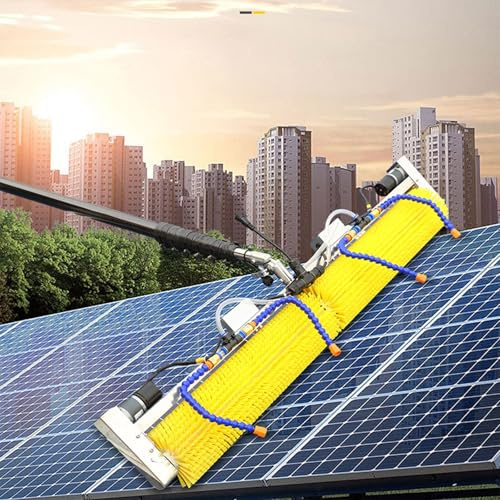 Robot elettrico per la pulizia del modulo fotovoltaico solare con asta telescopica, lavavetri automatico, spazzola ad acqua da 2 m, strumento di pulizia per pannelli solari e superfici esterne