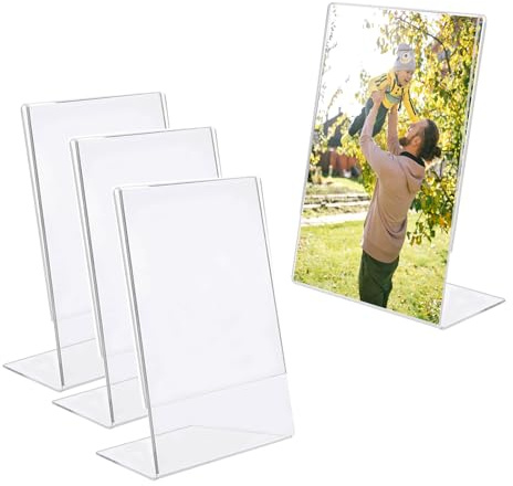 JOYZO 3.5x5 Acrylic Picture Frames,4 Pack Clear Photo Card Sign Stand
